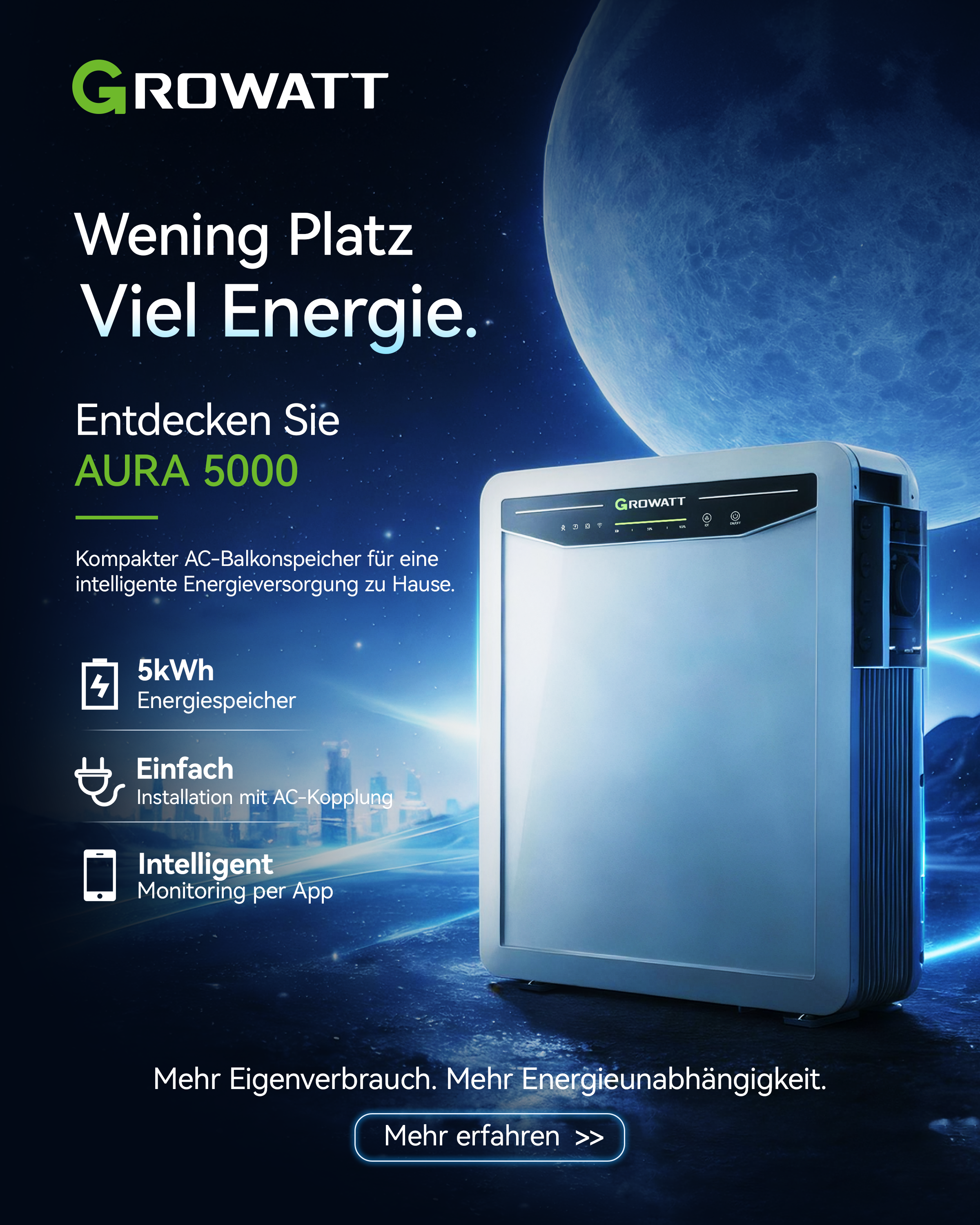 Growatt launcht AURA 5000: Intelligente AC-Speicherlösung der nächsten Generation